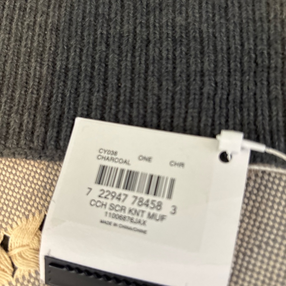 COACH Rexy Charcoal Knit Muffler Scarf NWT - Unisex - Picture 7 of 7